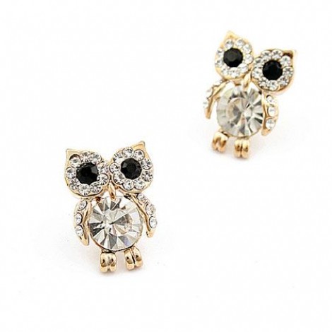 Boutique Korean Flash Diamond Sweet Owl Earrings Fahsion Jewelry Wholesale Nhsc200894