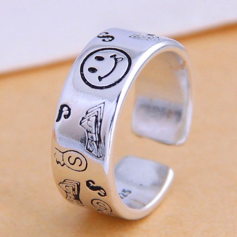 Fashion Jewelry Fashion Retro Smiley Open Ring Nhsc200908