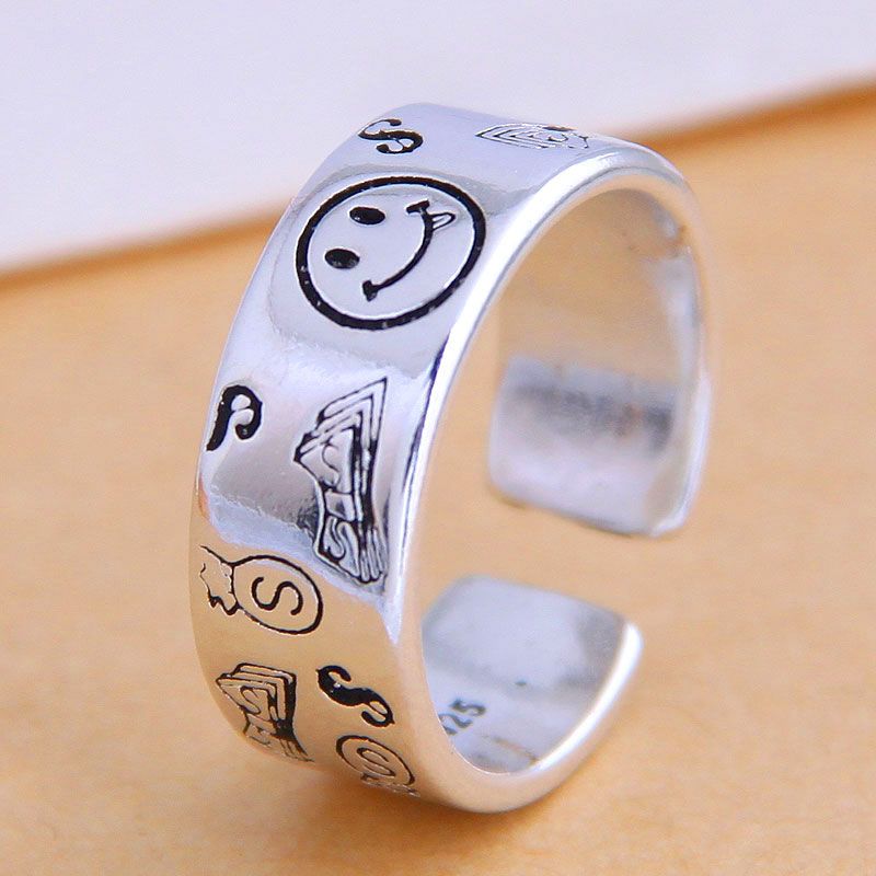 Fashion Jewelry Fashion Retro Smiley Open Ring Nhsc200908