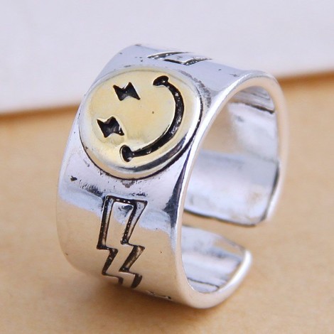 Fahsion Jewelry Fashion Retro Smiley Exaggerated Open Ring Wholesale Nhsc200913