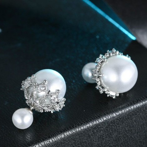 Fashion Copper Zircon Elegant Pearl Earrings Wholesale Nhsc201416