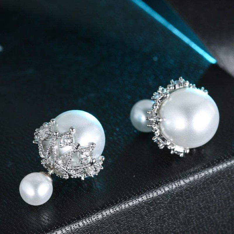 Fashion Copper Zircon Elegant Pearl Earrings Wholesale Nhsc201416