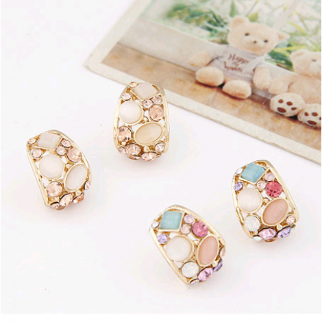 Korean Fashion Sweet Ol Shiny Opal Earrings Wholesales  Nhsc201761