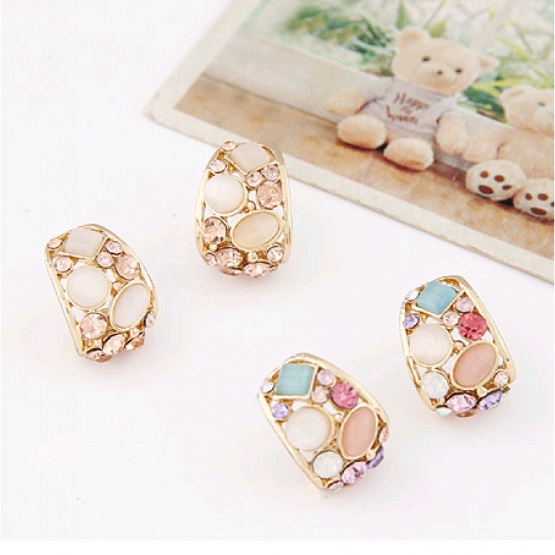 Korean Fashion Sweet Ol Shiny Opal Earrings Wholesales  Nhsc201761