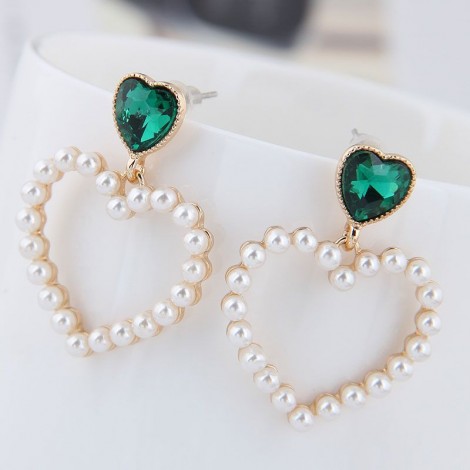 Boutique Korean Fashion Metal Sweet Peach Heart Pearl Stud Earrings Nhsc201793