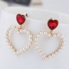 Boutique Korean Fashion Metal Sweet Peach Heart Pearl Stud Earrings Nhsc201793
