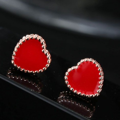 Korean Fashion Sweet Red Love Earrings Nhsc201810