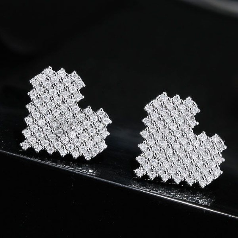 Korean Fashion Sweet Flash Diamond Love Earrings Nhsc201811