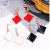 Korean Fashion Sweet Contrast Geometric Square Earrings Nhsc201819