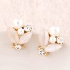 Korean Fashion Sweet Flash Diamond Shell Branch Leaf Earrings Nhsc201824