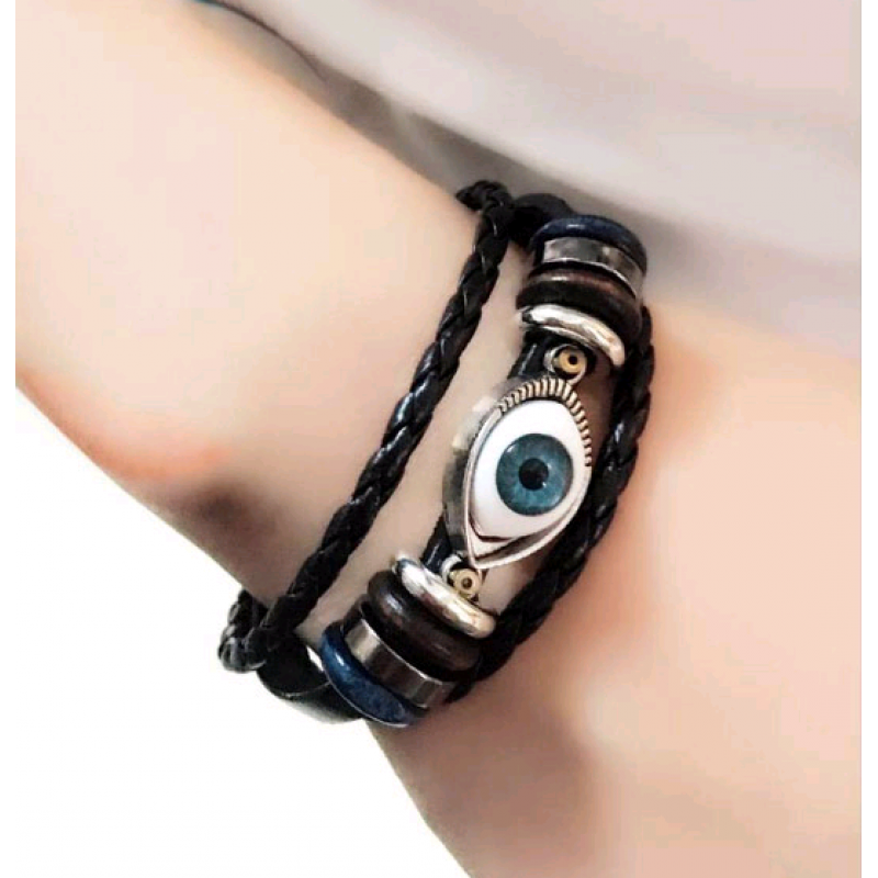 Fashionable Wild Leather Devils Eye Multilayer Bracelet Nhsc201827