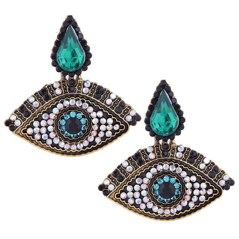 Fashion Metal Flash Diamond Demon Eye Exaggerated Earrings Nhsc201832