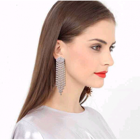Fashion Jewelry Metal Flash Diamond Tassel Exaggerated Earrings Nhsc202422