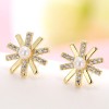 Fashion Jewelry Korean Sweet Ol Sun Flower Zircon Stud Earrings Nhsc202437