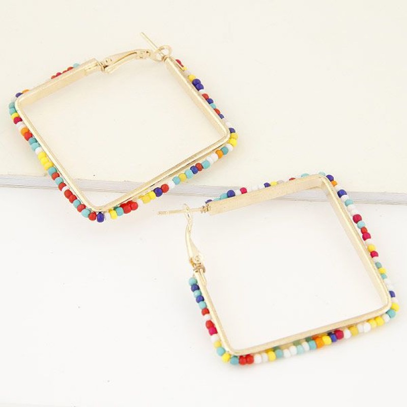 Jewellery For Women Fashion Metal Simple Bead Square Earrings Nhsc202451