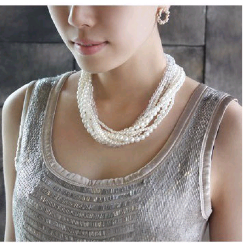 Fashion Jewelry Korean Multilayer Pearl Necklace Nhsc202453