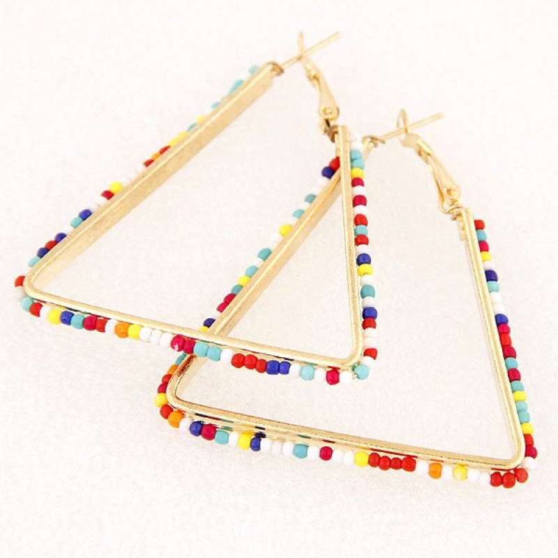 Fashion Jewelry Metallic Simple Beaded Triangle Earrings Nhsc202457