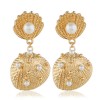 Fashion Jewelry Metallic Simple Metal Shell Pearl Earrings Nhsc202459
