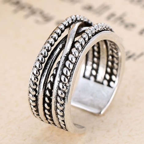 Fashion Jewelry Metal Vintage Woven Temperament Open Ring Nhsc202469