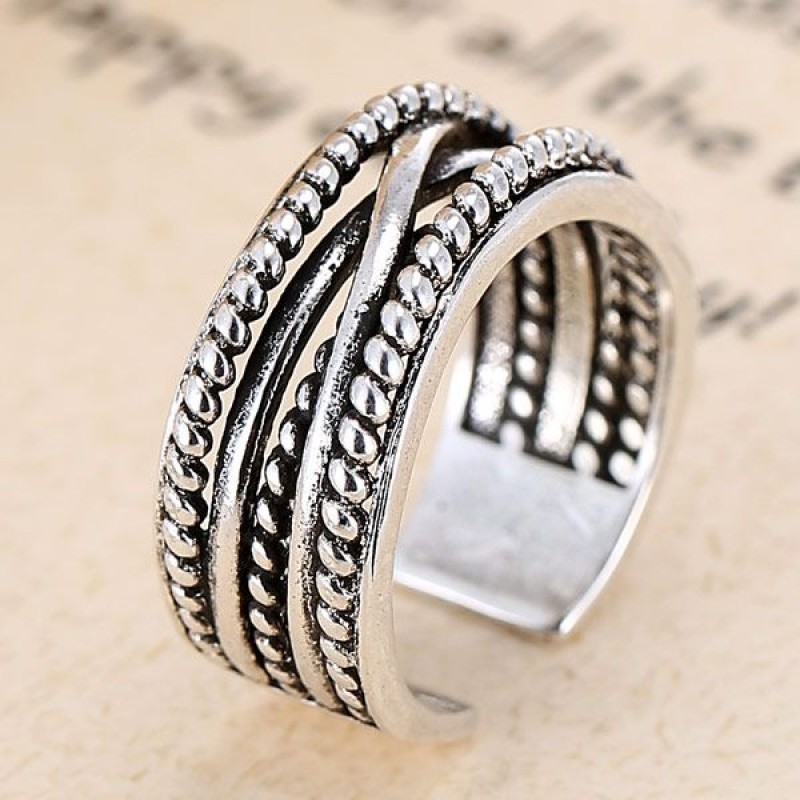 Fashion Jewelry Metal Vintage Woven Temperament Open Ring Nhsc202469