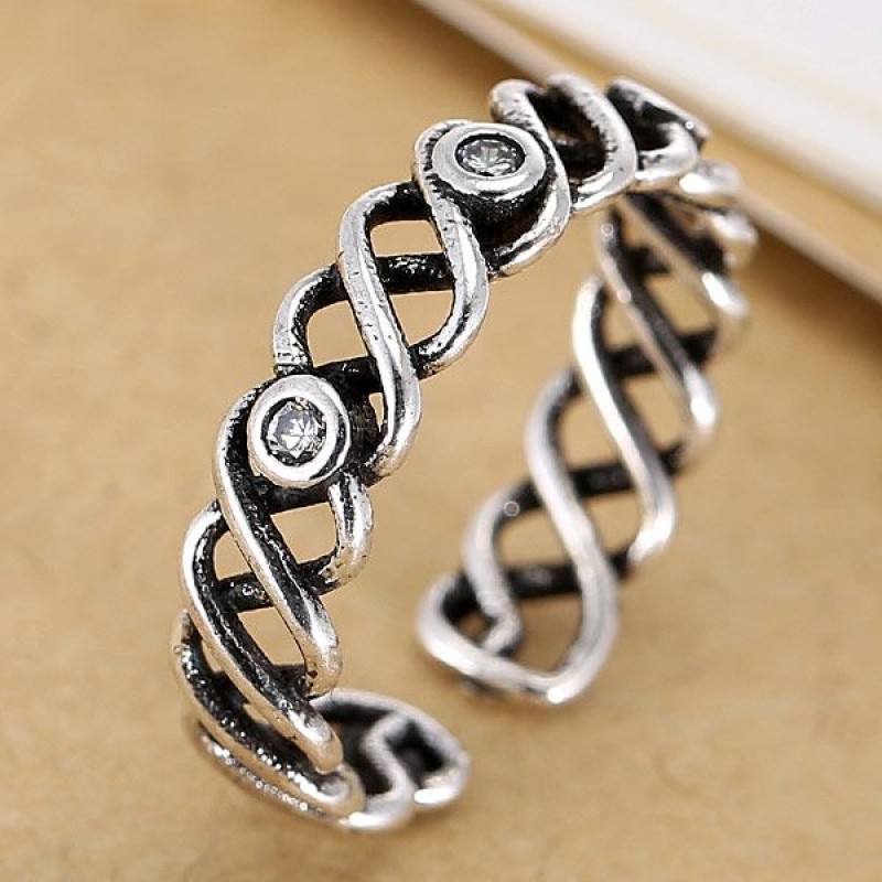 Fashion Jewelry Metallic Vintage Flash Diamond Braided Split Ring Nhsc202470