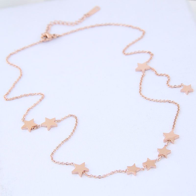Korean Jewelry Titanium Steel Necklace Simple Titanium Steel Flashing Star Female Necklace Nhsc203468