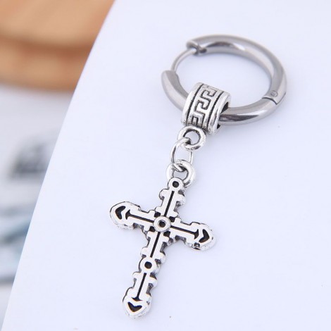 Earrings Mens Single Simple Earrings Simple Titanium Steel Cross Mens Earrings Nhsc203475