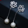 Copper Rose Zircon Pearl Earrings Stud Earrings Nhsc203762