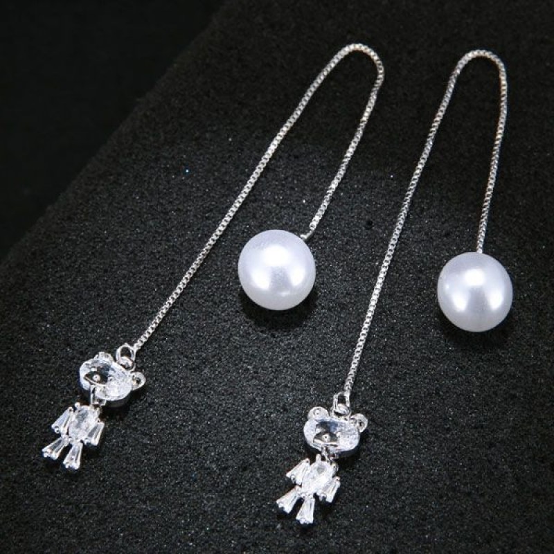 Korean Fashion Sweet Ol Cubs Zircon Pearl Earrings Nhsc203770