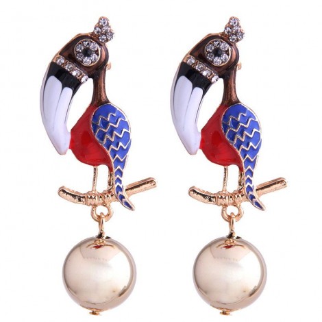 New Fashion Metal Wild Dripping Oil Hit Color Toucan Exaggerated Earrings Yiwu Wholesale Nhsc208043