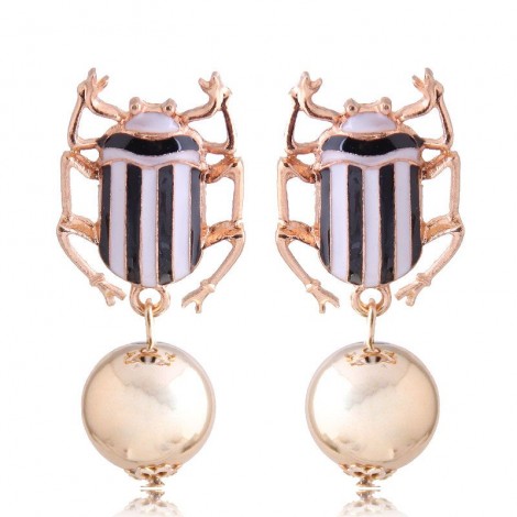 New Fashion Metal Wild Dripping Oil Hit Color Beetle Exaggerated Earrings Wholesale Yiwu Nhsc208044