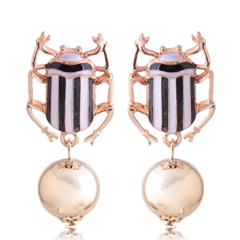 New Fashion Metal Wild Dripping Oil Hit Color Beetle Exaggerated Earrings Wholesale Yiwu Nhsc208044
