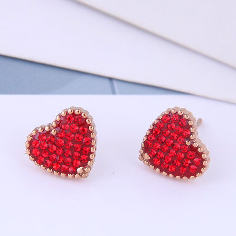 Korean Fashion Rose Gold Titanium Steel Earrings Simple And Sweet Ol Flash Diamond Love Earrings Yiwu Toppinggoods Wholesale Nhsc208609