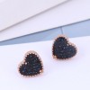 Korean Fashion Rose Gold Titanium Steel Earrings Simple And Sweet Ol Flash Diamond Love Earrings Yiwu Toppinggoods Wholesale Nhsc208609