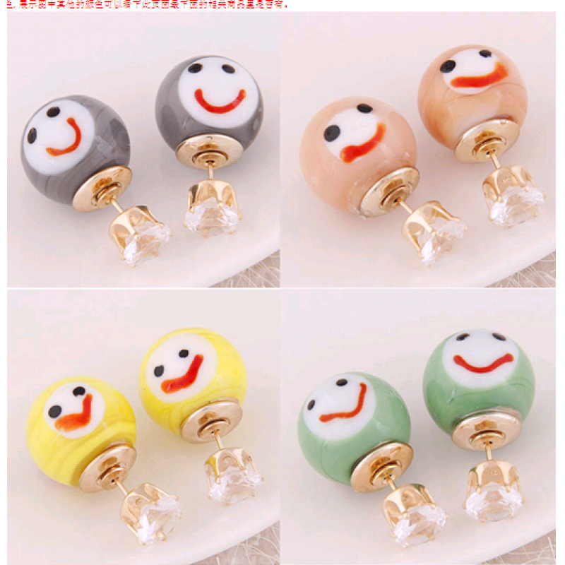 New Fashion Simple Ceramic Smile Earrings Yiwu Toppinggoods Wholesale Nhsc208612