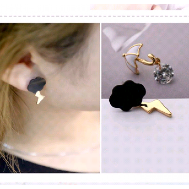 Korean Fashion Sweet Ol Cloud Umbrella Zircon Asymmetric Earrings Yiwu Toppinggoods Wholesale Nhsc208617