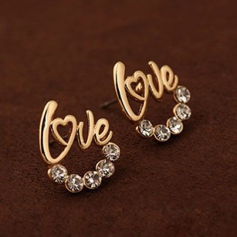 Boutique Korean Fashion Diamond Studded Love Earrings Yiwu Toppinggoods Wholesale Nhsc208626