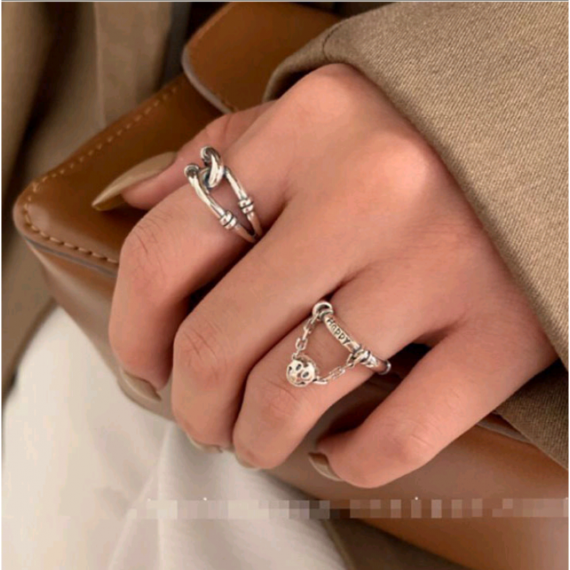 Fashion Retro Smiley Face Pendant Open Ring Yiwu Toppinggoods Wholesale Nhsc208674