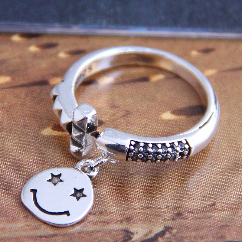 Fashion Retro Smiley Face Pendant Open Ring Yiwu Toppinggoods Wholesale Nhsc208677