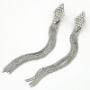 Korean Fashion Flash Diamond Rhombus Super Long Tassel Earrings Yiwu Toppinggoods Wholesale Nhsc210049