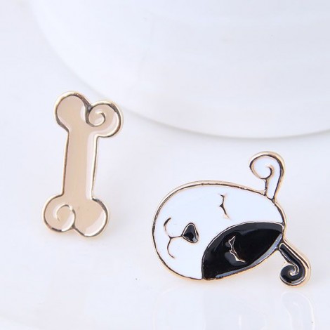 Korean Fashion Sweet Dog Bone Asymmetric Earrings Yiwu Toppinggoods Wholesale Nhsc210060