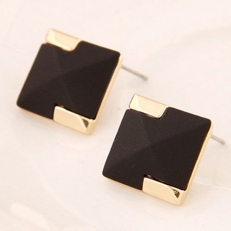 Korean Fashion Sweet Ol Metal Black Square Earrings Yiwu Toppinggoods Wholesale Nhsc210063