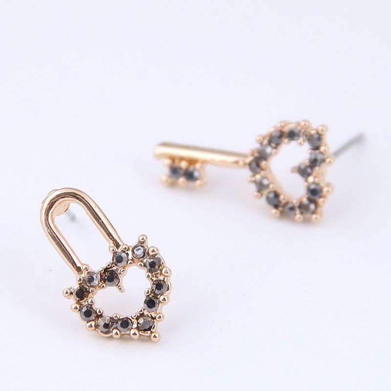 Korean Fashion Sweet Ol Concise Key Lock Asymmetric Earrings Yiwu Toppinggoods Wholesale Nhsc210065