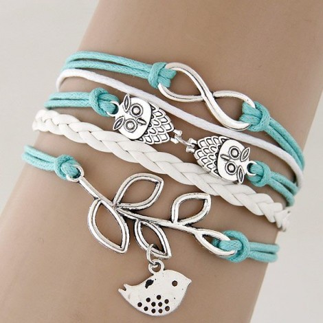 Creative Branches And Leaves Bird Owl Handmade Multilayer Braided Bracelet Yiwu Toppinggoods Wholesale Nhsc210066