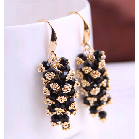 Korean Fashion Concise Handmade Handmade Wild Drop Grape String Crystal Earrings Yiwu Toppinggoods Wholesale Nhsc210440