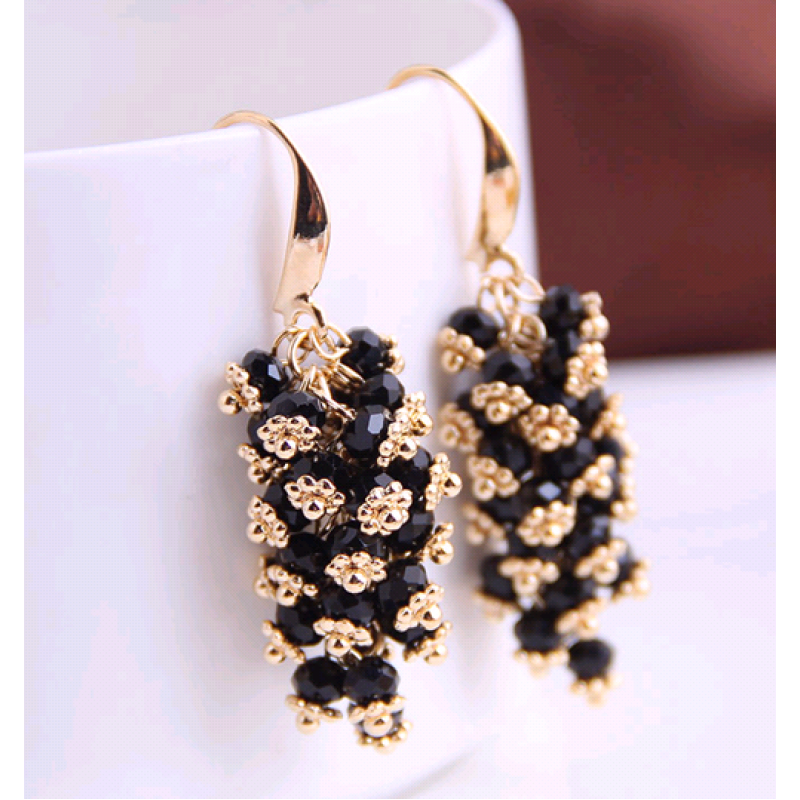 Korean Fashion Concise Handmade Handmade Wild Drop Grape String Crystal Earrings Yiwu Toppinggoods Wholesale Nhsc210440