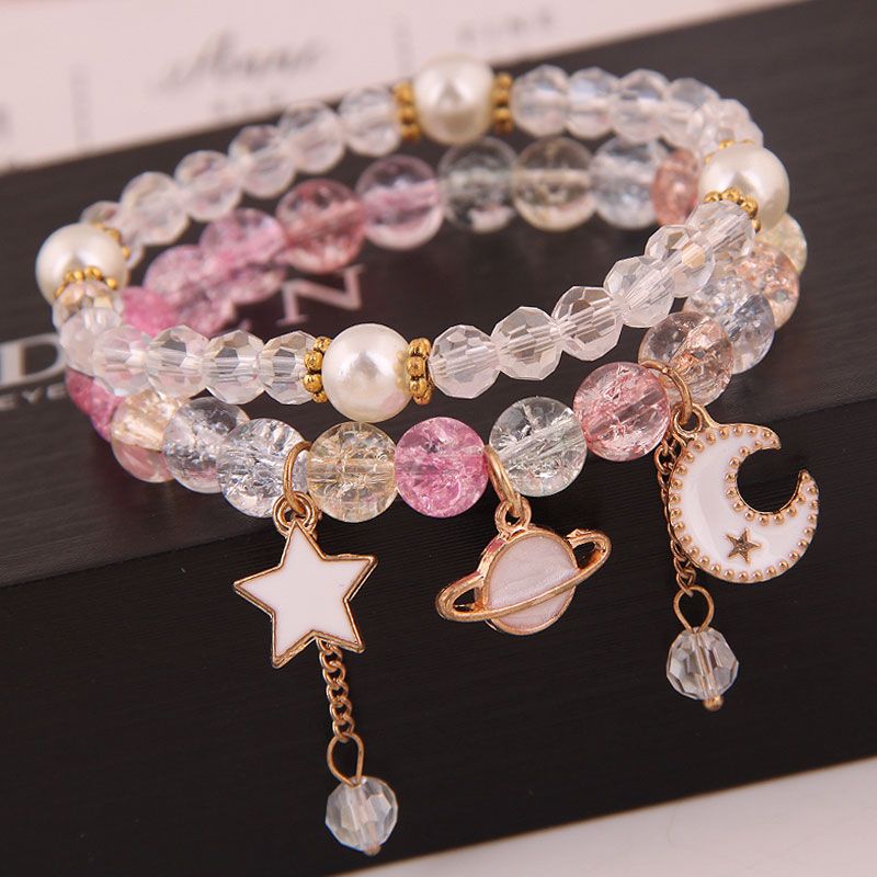 Korean Fashion Simple And Versatile Multielement Pendant Crystal Glass Ball Bead Fashion Doublelayer Bracelet Yiwu Toppinggoods Wholesale Nhsc210470