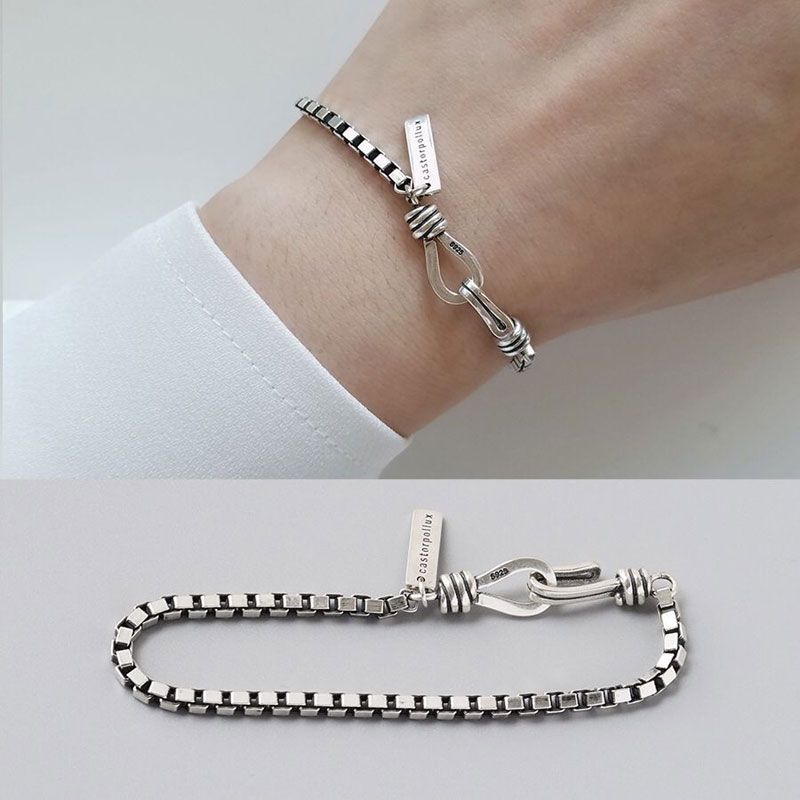 New Fashion Letter Brand Imitation Thai Silver Bracelet Korean Fashion Retro Imitation S925 Silver Double Hook Bracelet Yiwu Toppinggoods Wholesale Nhsc210817