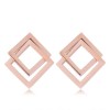 Fashion Titanium Steel Rose Gold Threedimensional Square Earrings Yiwu Toppinggoods Wholesale Nhsc211311