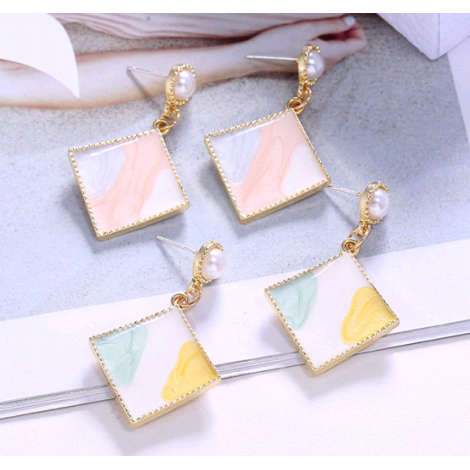 Korean Fashion Sweet And Simple Geometric Square Personality Temperament Earrings Nhsc216997
